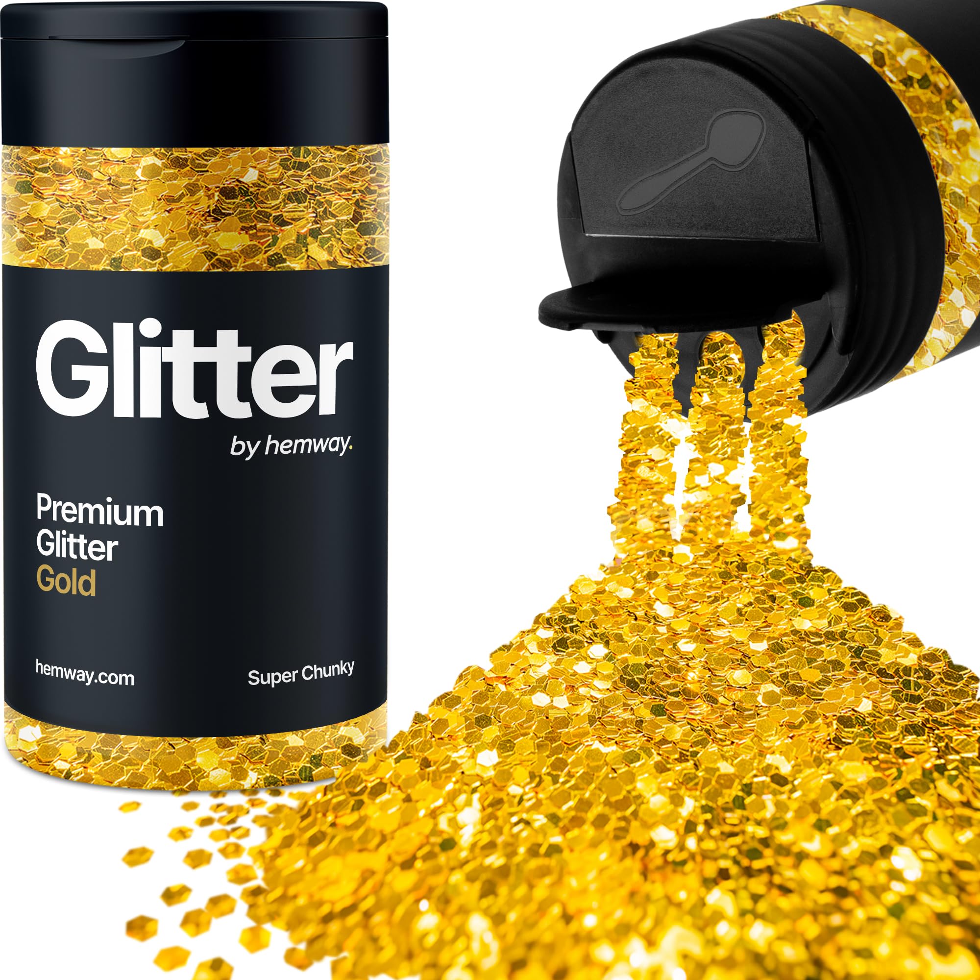 Gold Glitter Shaker, 130g Super Chunky Glitter, Crafts 1/8" Metallic Flake Gold Sequins, Resin & Epoxy Crafts, Decorating, Halloween, Christmas Nail, Face, Hemway — image 1