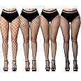 iCamter Plus Size Fishnet Stockings, Black Fishnet Tights Thigh High Stockings Suspender Pantyhose
