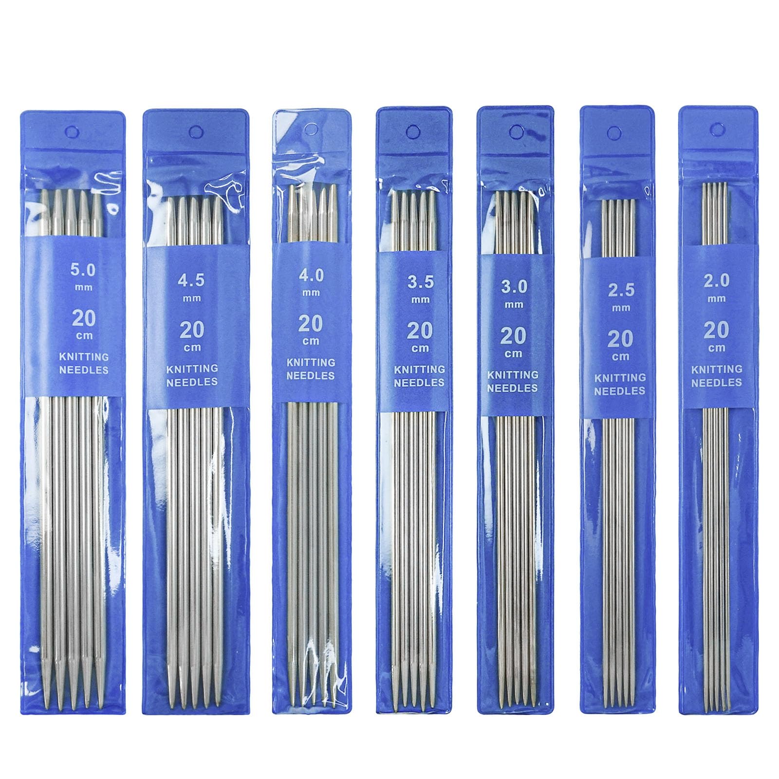 SyiXute 35 Pcs Short Double Pointed Knitting Needles Kit 20cm,Straight Knitting Needles 2.0mm to 5.0m,Sock Knitting Needle for Beginner and Small Projects