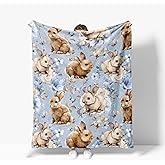 Bunny Throw Blanket Soft Warm Cozy Cute Bunnies Rabbits Blankets Fuzzy Plush Fleece Rabbit Blanket Gifts for Couch Bed Sofa Home Decor 40''X50''