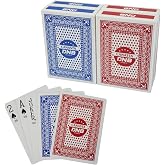 DNB 4 Deck Canasta Cards - 2 Decks Blue and 2 Decks Red Playing Cards with Point Values - Includes Canasta and Hand and Foot Rules