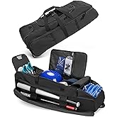 DSLEAF Rolling Baseball Bag with Wheels, Softball Catchers Bag for 4 Bats, Wheeled Baseball Equipment Bag with Separate Shoe Space and Multiple Pockets for All Softball Baseball Gear