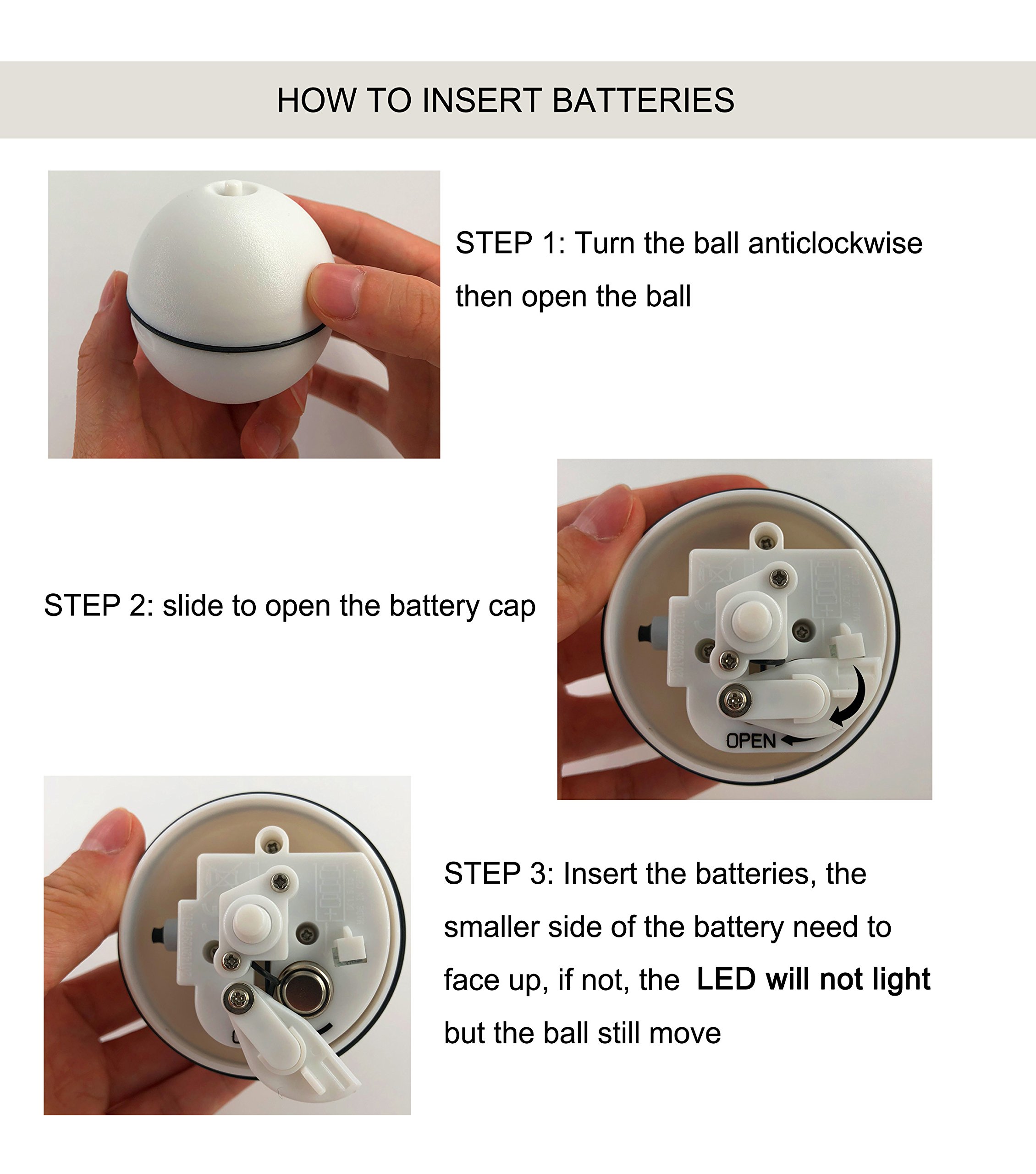 Interactive Cat Toy - 360 Degree Self Rotating Ball Automatic Light Toy For Pet, White and Pink(Batteries Included) (White)