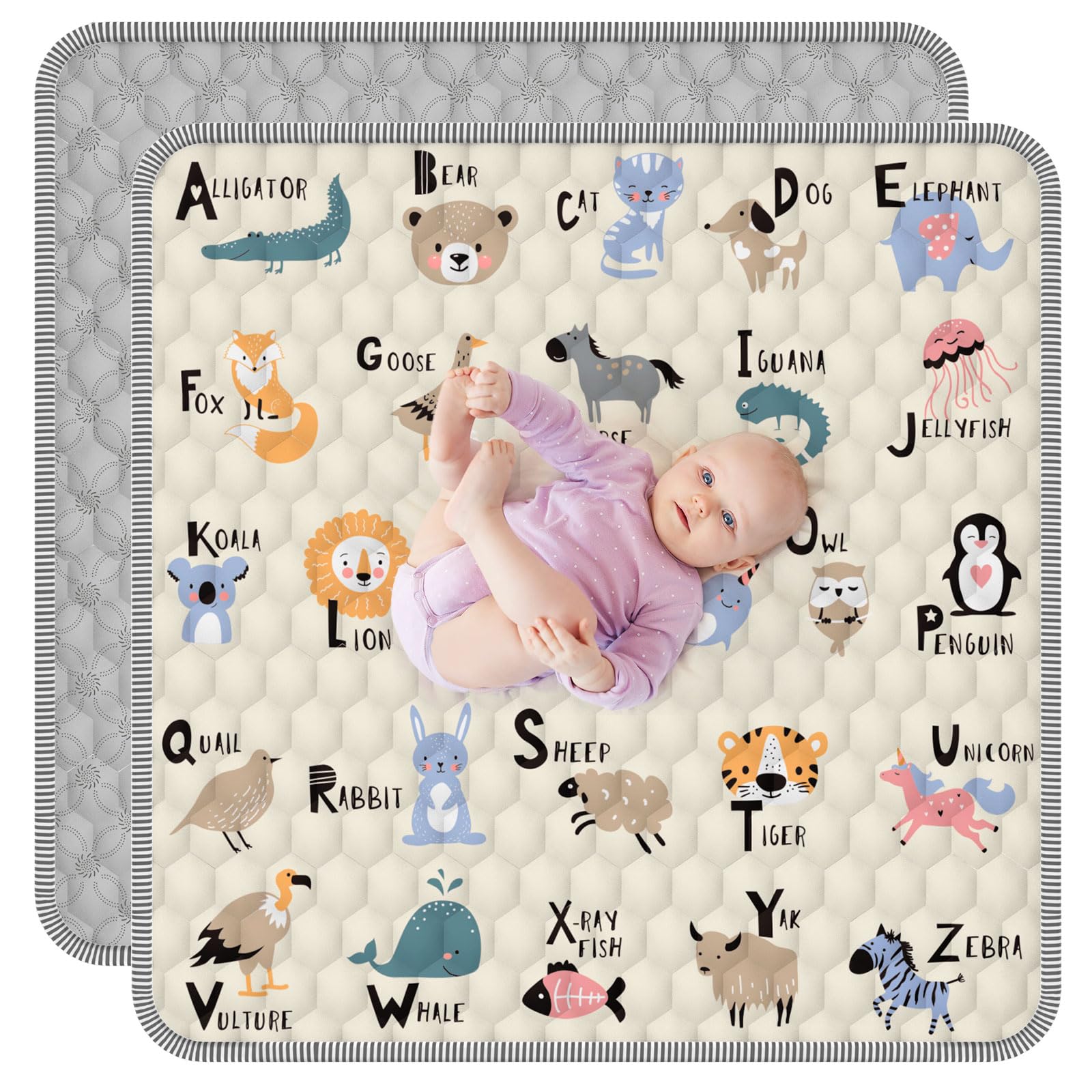 Photo 1 of Baby Play Mat 59" X 59", Thickened Soft Floor Mat, Waterproof and Non-Slip Crawling Play Mat, Machine Washable Foldable Crawling Mat for Floor Playpen