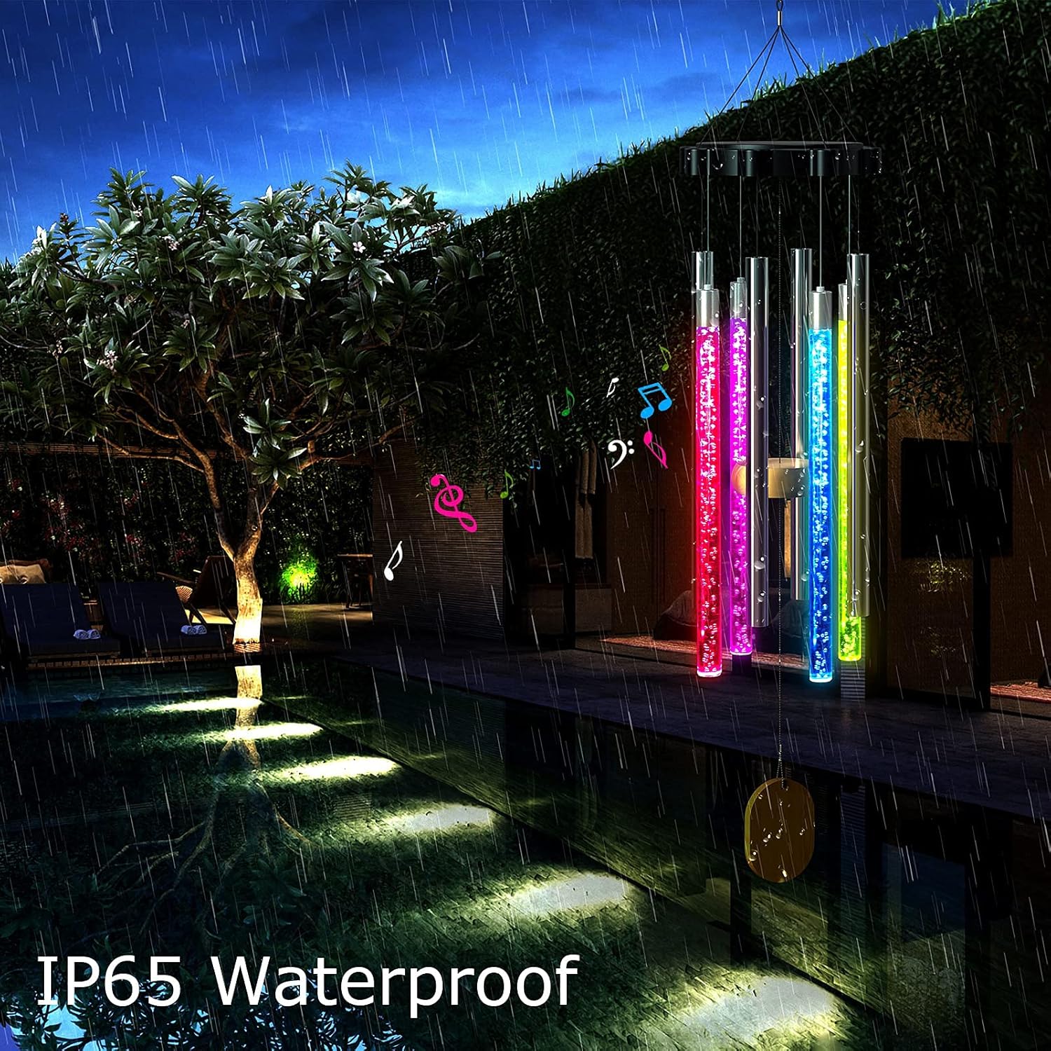 Njeury Solar Wind Chimes Lights Outdoor, Memorial Wind Chimes with Color Changing RGB LED Hanging Lights, IP65 Waterproof, for Outside, Garden, Patio, Yard, Home Decor, Housewarming Gifts : Garden & Outdoor