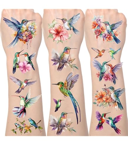 Flash Once Temporary Glue Tattoo – Hummingbird – Black – Beach Vacation Party Gift
