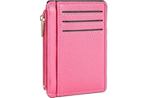 Tipmile Credit Card Holder for Women Slim Minimalist Front Pocket RFID Blocking Wallet Small Compact Card Case with ID Window, Vibrant Pink