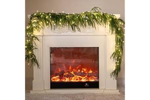 6FT Anna's Whimsy 2PCS Christmas Garland with Light, Real Touch Winter Pine Garland, Green Artificial Greenery Garland for Table, Mantle, Wall, Indoor, Outdoor Christmas Decorations