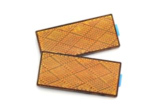 MFC PRO 2Pcs Rectangular Stick-On Trailer Reflector (Yellow, 3.15 x 1.38 in)