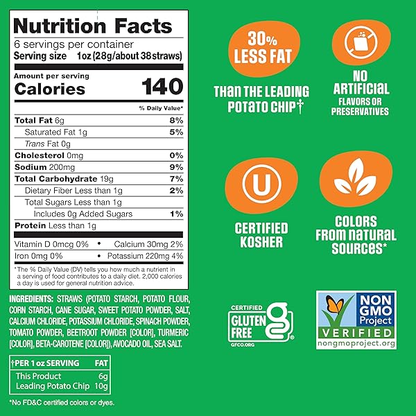 SENSIBLE PORTIONS GARDEN VEGGIE STRAWS, SEA SALT, 6 OZ
