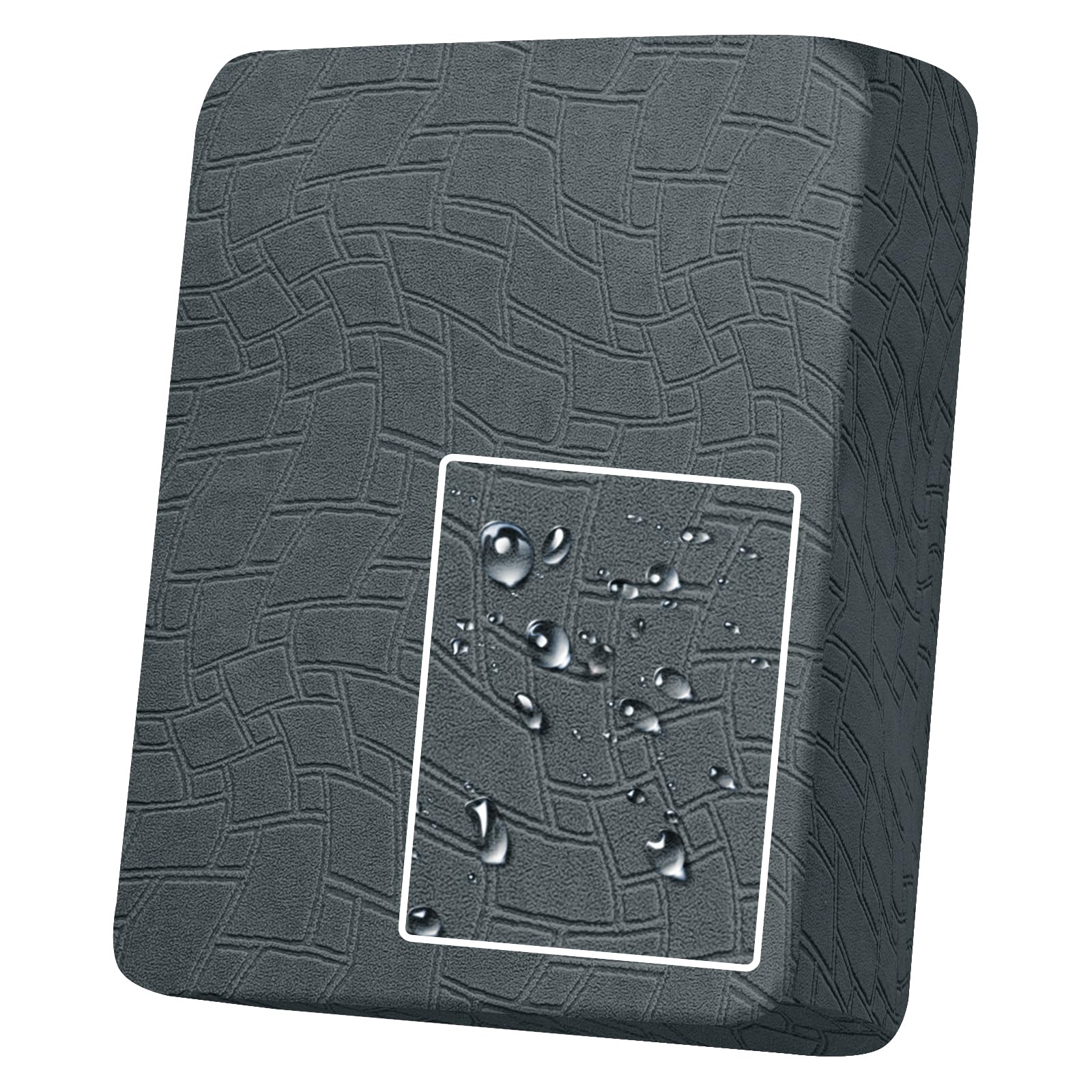 MAXIJIN Waterproof Sofa Seat Cushion Cover Jacquard Sofa Seat Cover Non-Slip Couch Seat Slipcover Protector Replacement for Individual Cushion with Elastic Bottom (Dark Grey, 1 Seater)