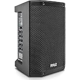 Pyle 8" Bluetooth PA Speaker System | 800W Peak Portable Loudspeaker | Wireless class D amp w/ EQ/DSP, combo inputs, USB/AUX/TWS, rechargeable battery, mounts on stand or lies flat horizontally