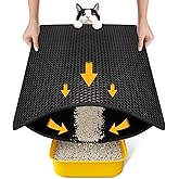 Cat Litter Mat Compact Size 23.6"x14.6" for Small Spaces, Upgrade Waterproof Leakproof Back Layer, Honeycomb Trapping Mat, Washable, Easy to Clean, Scatter Control Kitty Litter Matt, Black