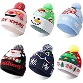 Zhamate 6 Pack LED Christmas Hat, Colorful Light-up Knitted Beanie Hat for Holiday Christmas New Years Party Supplies