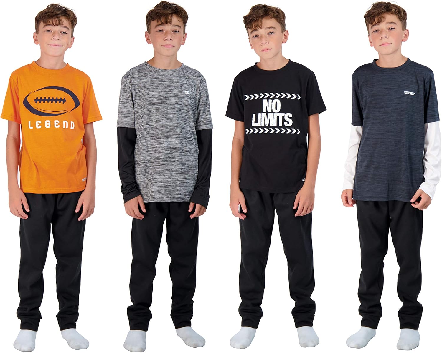 Hind 4-Pack Boys Youth Quick-Dry Breathable Performance Active Athletic T Shirts: Clothing