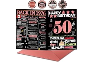 50th Birthday Card with Envelope,50th Birthday Decorations for Women,Birthday Gifts for Mother,Happy Birthday Cards For 50 Ye
