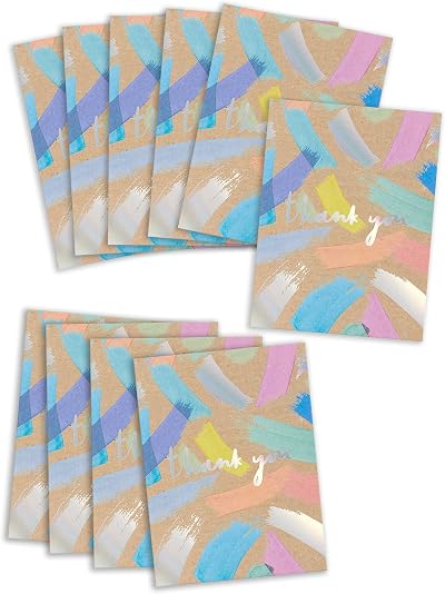 UK Greetings Multipack 10 Thank You Cards with Envelopes Bright Designs
