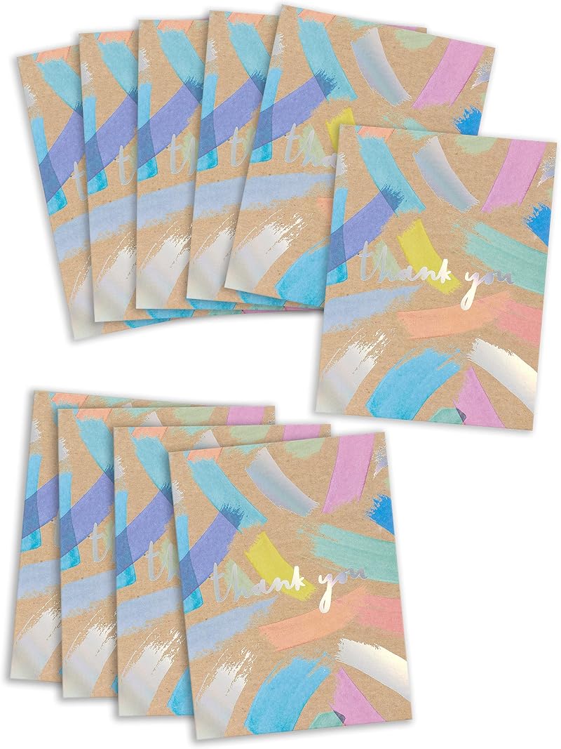 UK Greetings Multipack 10 Thank You Cards with Envelopes Bright Designs
