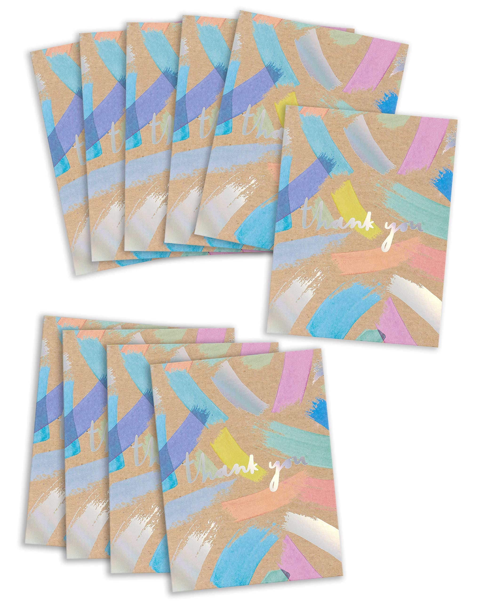 UK Greetings | Multipack of 10 Thank You Cards | Appreciation Cards | Bright Designs | With Envelopes | 125 x 195 x 15 mm