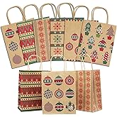 Lulu Home Christmas Gift Bags, 24 Pieces Medium Christmas Kraft Paper Bags with Handle