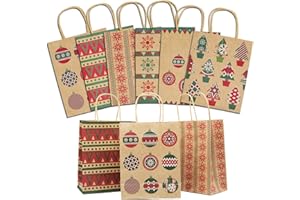 Lulu Home Christmas Gift Bags, 24 Pieces Medium Christmas Kraft Paper Bags with Handle