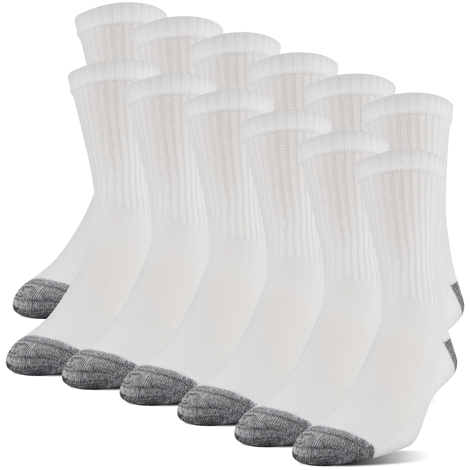 Gildan mens Polyester Half Cushion Mid-crew Socks, 12-pack Socks, White ...