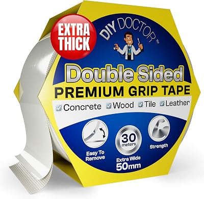 DIY Doctor XL Heavy Duty Double Sided Carpet Tape 30m x 50mm Rug Gripper