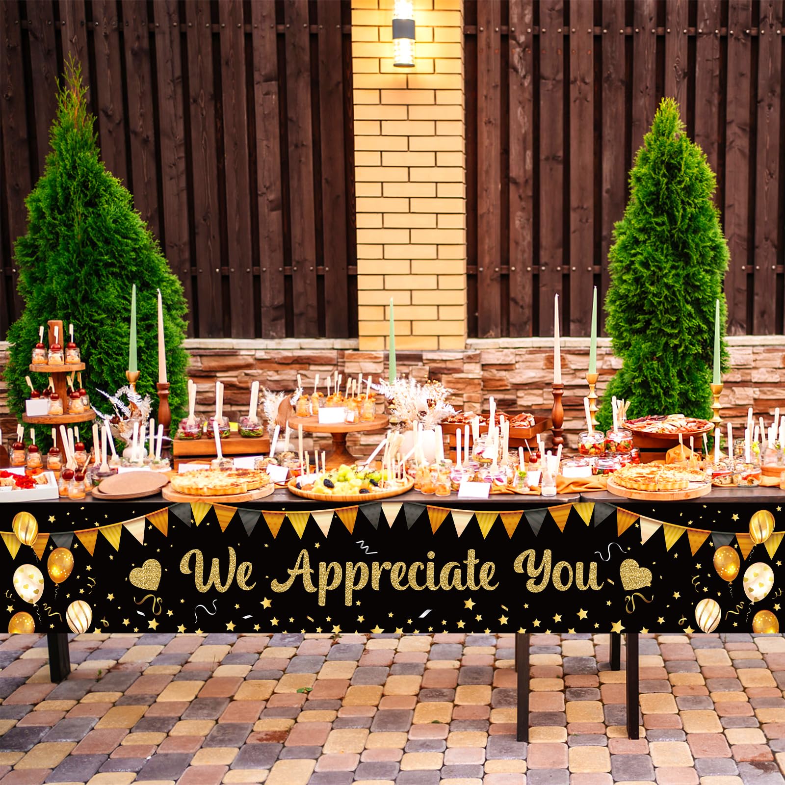 We Appreciate You Banner, 118x19 Inch Glitter Thank You Background Employee Appreciation Decorations Backdrop for Staff Teacher Doctor Nurse Office School Party Photo Props