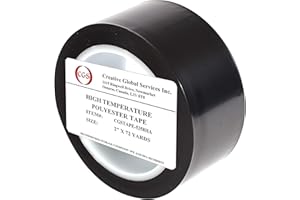 CGS TAPE CGS, Black Polyester Hi-Temp Masking Tape, PET Tape with Silicone Adhesive, Ideal for Painting, Powder Coating, Anodizing, Splicing (2" x 72Yds)