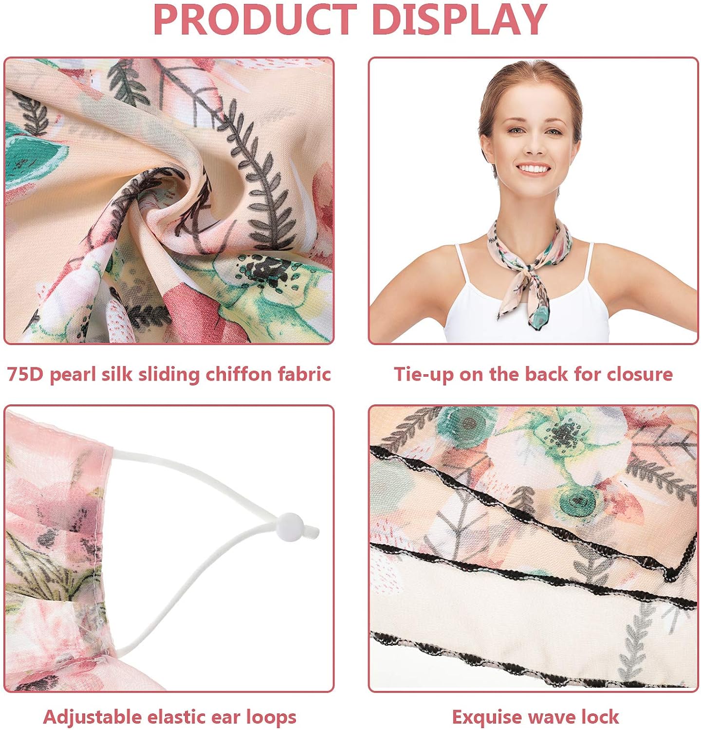 SATINIOR 10 Pack Chiffon Face Scarf Ear-Hanging Outdoor Sunscreen Headwear Breathable Bandana Neck Gaiter Sun UV Protection Face Cover for Women Outdoor Sports, As Pictures Shown, 18 x 18 inch/ 45 x 45 cm: Clothing