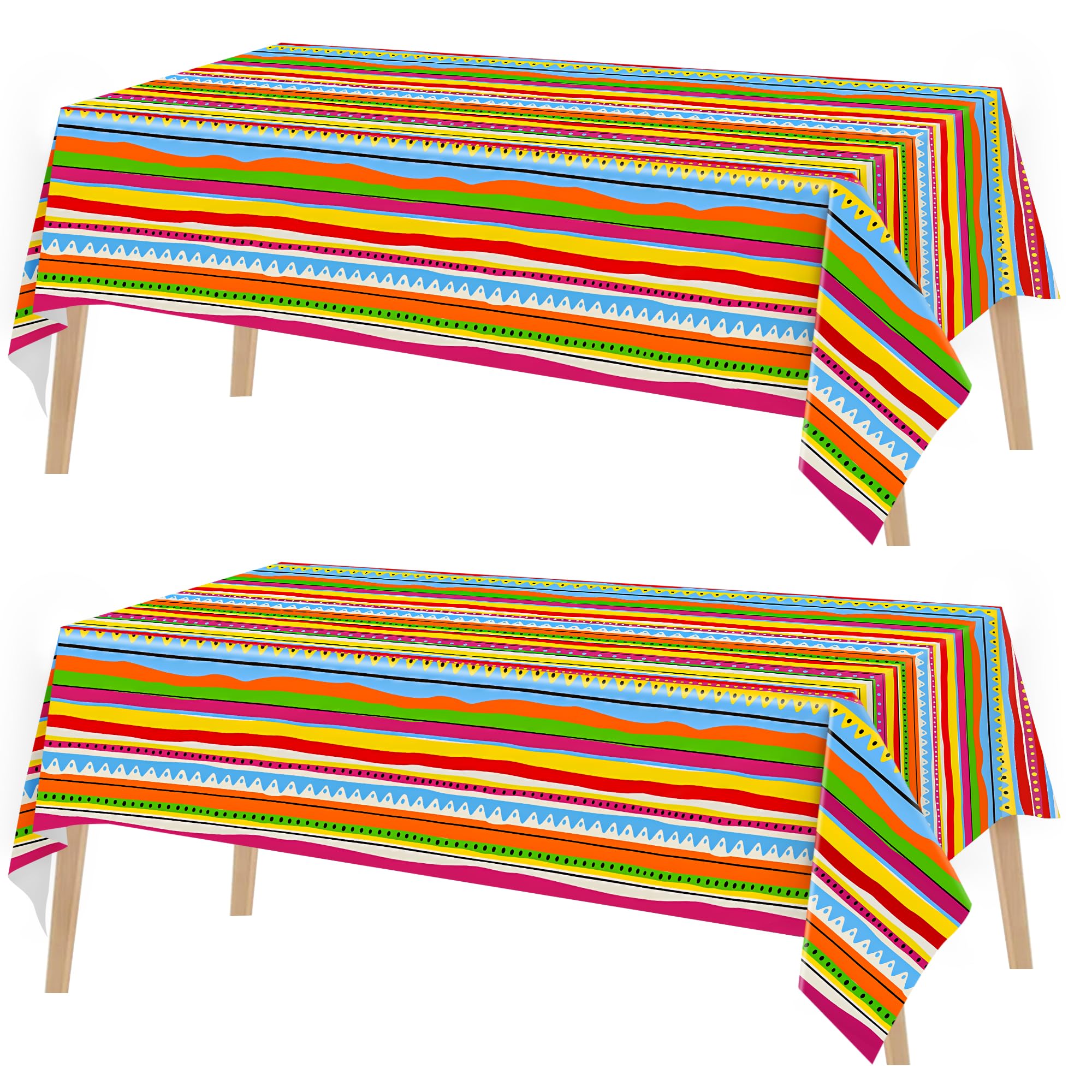 Photo 1 of Kochorie 2 Pieces Plastic Cinco De Mayo Tablecloths - Disposable Rectangle Tablecloths for Mexican Themed Birthday Party Decorations
