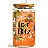 Taylor Best Era Glass Tumbler – 16oz Iced Coffee Mug Cup for Music Fans, Birthday Party Gifts for Girls Women, Christmas Stocking Stuffers Gift for Girls Boys, Taylor Gifts Merch