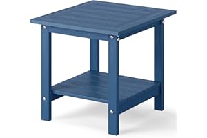 YEFU Outdoor Side Table for Patio: 16x16 in HIPS Square Outdoor End Table - 2-Tier Adirondack Tables for Patio Porch Poolside Living Room Beach Bedroom, Navy