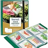 Samsill Seed Organizer, 4 Pocket Reusable Garden Storage Protector, 3.5" x 5" Clear Sleeves, Planner, 32 Pockets, Holds Up to 64 Packets, Green