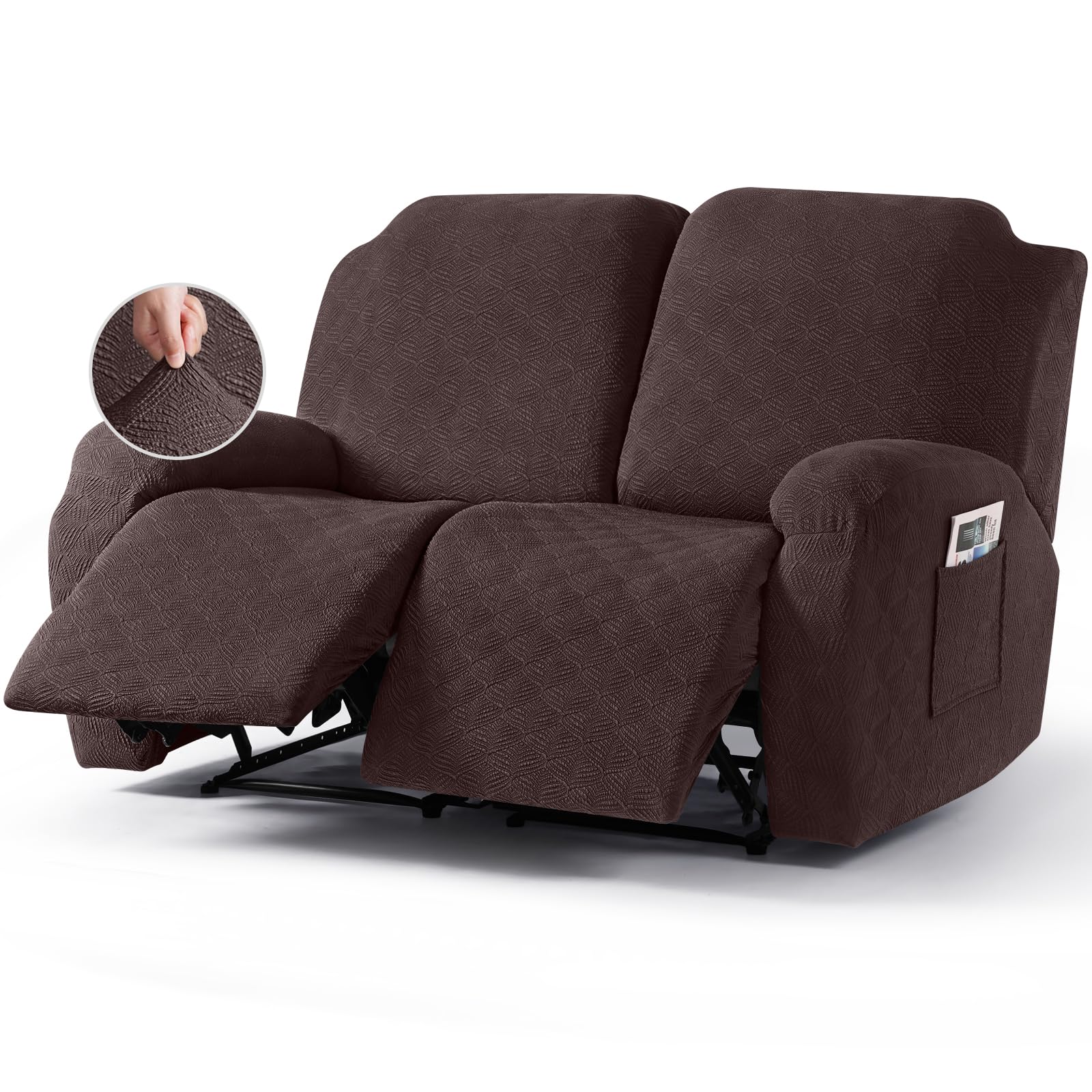 Photo 1 of Timeles Recliner Covers Extra Wide Recliner Loveseat Covers Oversized Reclining Couch Covers Sofa Slipcovers Stretch Soft Washable (Two-Seater Oversized, Coffee)