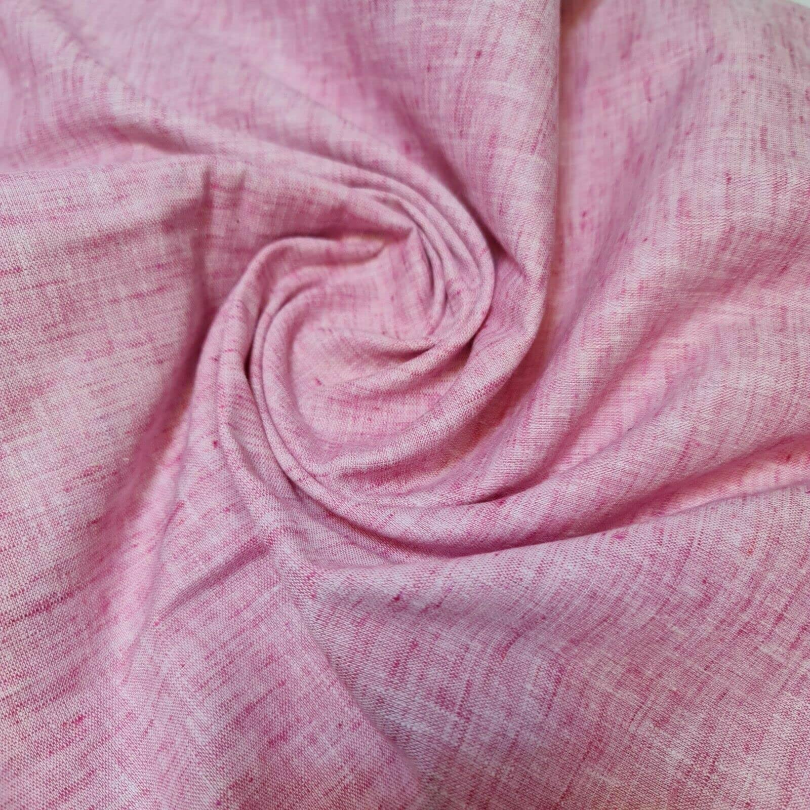 Indian 100% Cotton Melange Linen Look Soft Khadi Poplin Dress Craft Fabric Material 44" - 112 cm Wide Sold As Pre - Cut Lengths (5 Meter, Candy Pink)