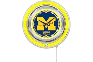 Holland Bar Stool Co. NCAA Men,Unisex-Adult,Women Double Neon Ring, 15" Dia. Logo Clock