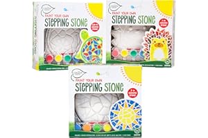 Creative Roots Mosaic Turtle, Hedgehog, & Sun Stepping Stone, Includes 3-Pack 7-Inch Ceramic Stepping Stone & 6 Vibrant Paints, Paint Your Own & DIY Stepping Stone for Kids Ages 8+