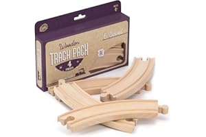 Conductor Carl Wood Train Track Expansion Packs| Compatible with Most Train Tracks| 6" Curved Tracks -1 Count (Pack of 4)