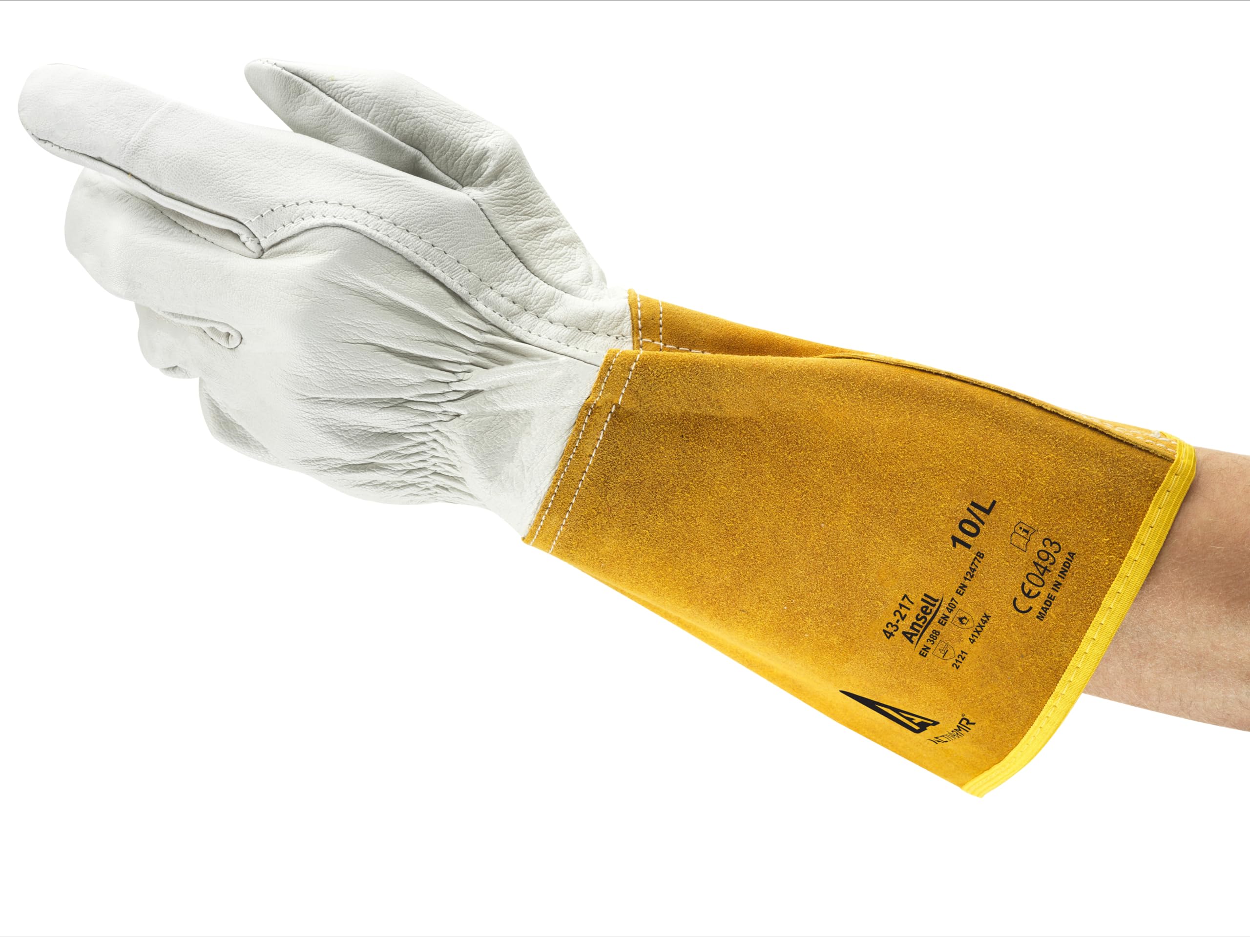 Ansell ActivArmr 43-217 Welding Gloves High Thermal Heat Protection for DIY, Metal Working, Maintenance Applications, 6 Pairs, White, 2XL (2XL)