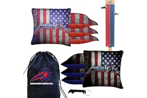 BACKYARDGAMESUSA CornholeGamesUSA Pro Cornhole Bags Set of 8 Regulation - Professional Cornhole Bags for Tournament Play, Slick n Stick Bean Bags for Cornhole, Corn Hole Bags Regulation Set of 8- Made in USA
