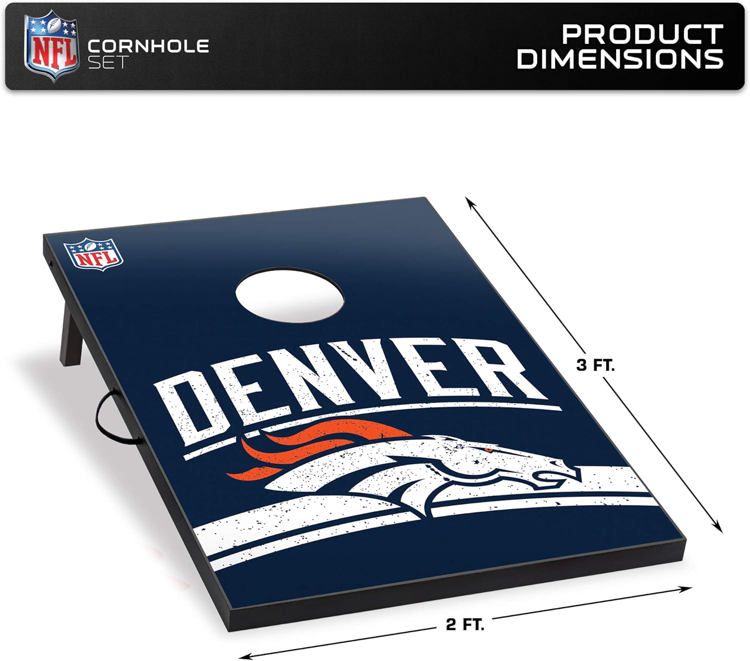 Wild Sports NFL Denver Broncos Cornhole Outdoor Game Set, 2' x 3', Blue, One Size (1-1-16023-TJ109WD) : Sports & Outdoors