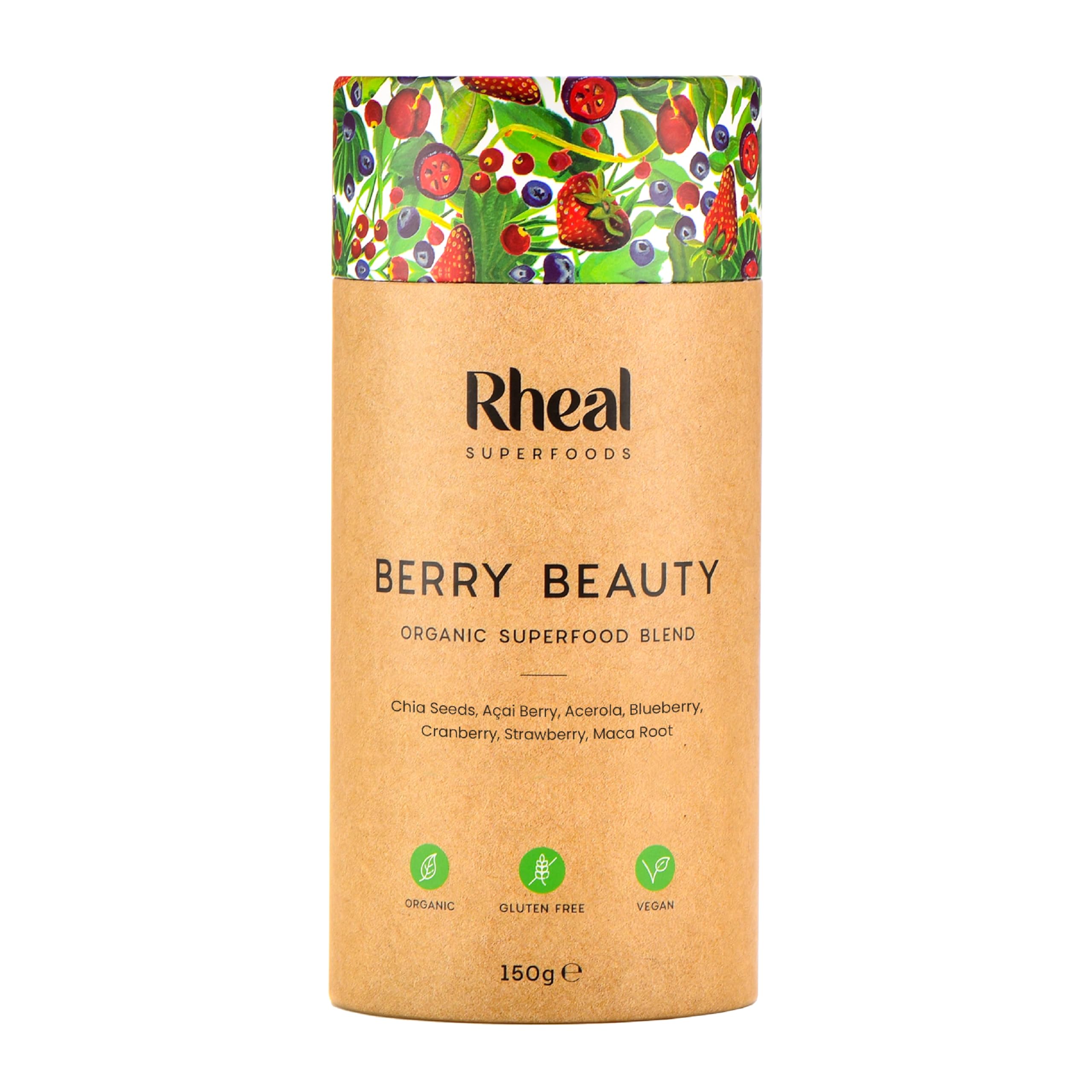 Rheal Berry Beauty, 150g (30 Servings), Organic Beauty Supplement Powder for Women with 7 Superfoods, Source of Vitamin C & Antioxidants, Skin Health & Glowing Complexion, Plant Based