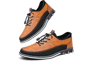 Asifn Men's Leather Casual Oxford Shoes Moccasin Driving Office Walking Loafers Lace Up Slip-On Business