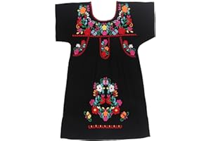 YZXDORWJ Girl Mexican Embroidered Dress Traditional Floral Short Sleeve