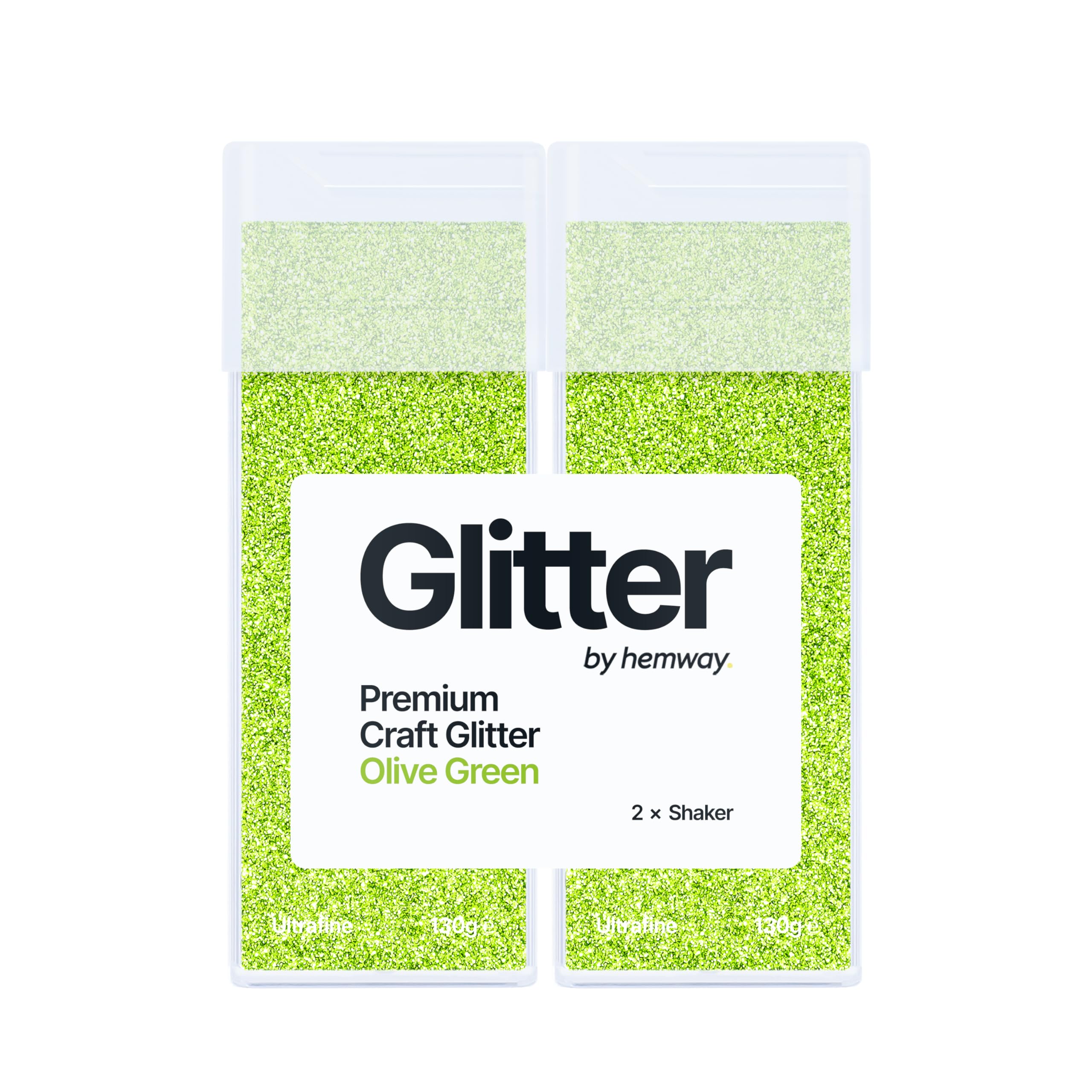 Hemway Glitter Shaker Olive Green 130g x2 Pack Ultrafine, Craft Glitter Shakers for Resin & Epoxy Crafts, Christmas Art Supplies, Nail, Body, Face, Eye, Festival, Crafting, Slime, Sparkle