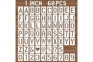 DZXCYZ 1 Inch Letter and Number Stencils, 68 Pcs Reusable Plastic Alphabet Spray Paint Stencils for Painting on Wood, Wall, Fabric, Rock, Signage, Door Porch, DIY Art Projects