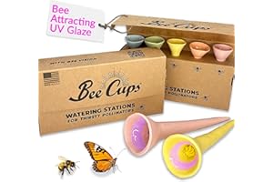 Bee Cups 5 Pack, Bee Watering Station, 100% Handmade from Porcelain, Bee and Butterfly Feeder for Garden, Outdoor Feeder For Thirsty Pollinators, Plastic Free, Bee Attracting Glaze (5, Pastel Variety)