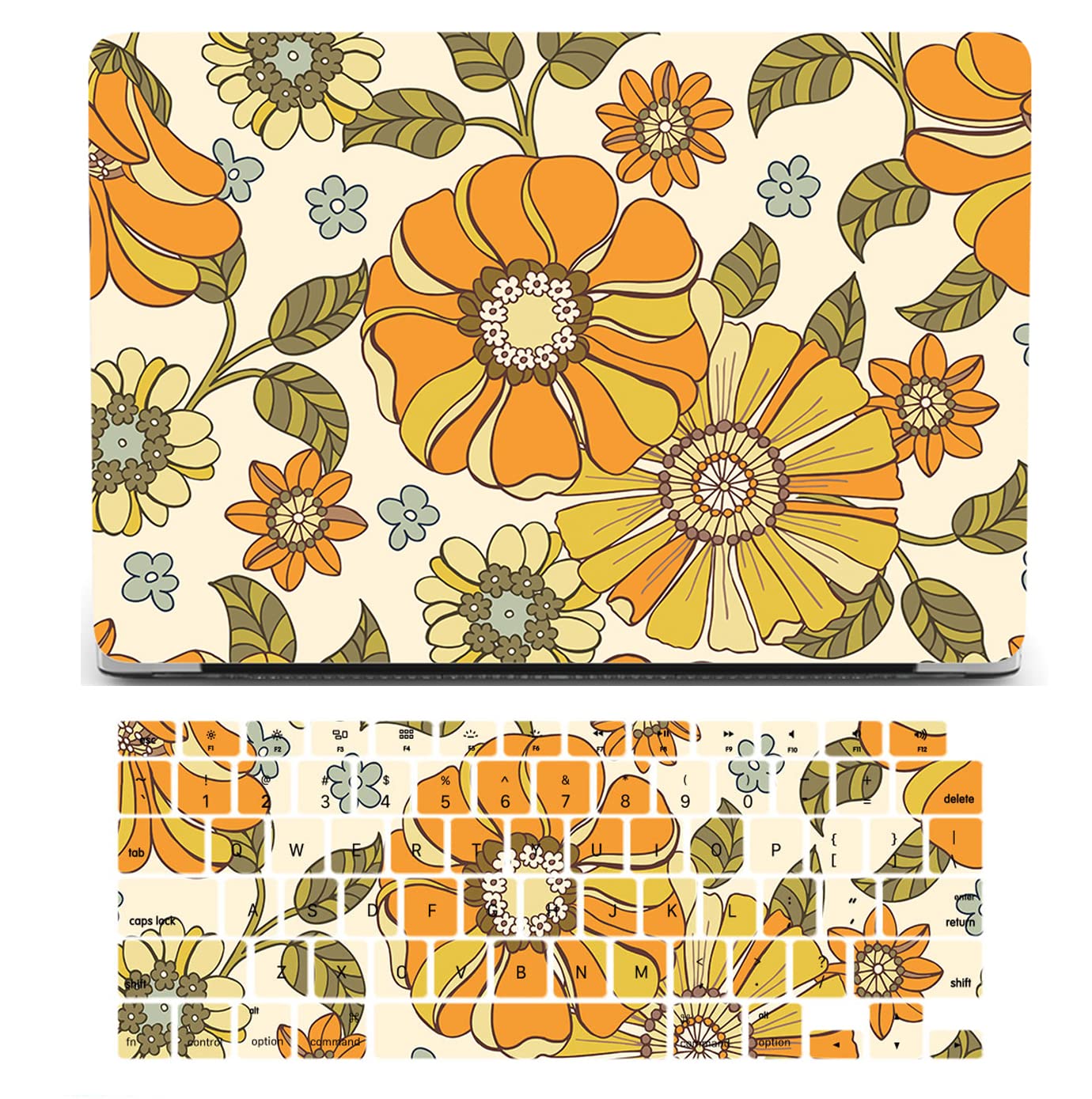 Photo 1 of MacBook Air 13 Inch Case 2020-2018, Retina Display & Touch ID, Plastic Hard Shell & Keyboard Cover - Yellow Flowers