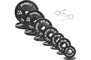 Fitvids Olympic Cast Iron 2-Inch Weight Plates for Strength Training & Weightlifting, 255 Pounds Set, Multiple Packages